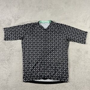 Celocio Cycling Jersey Mens 2XL Black White Crosshatch Ultra Light Full Zip